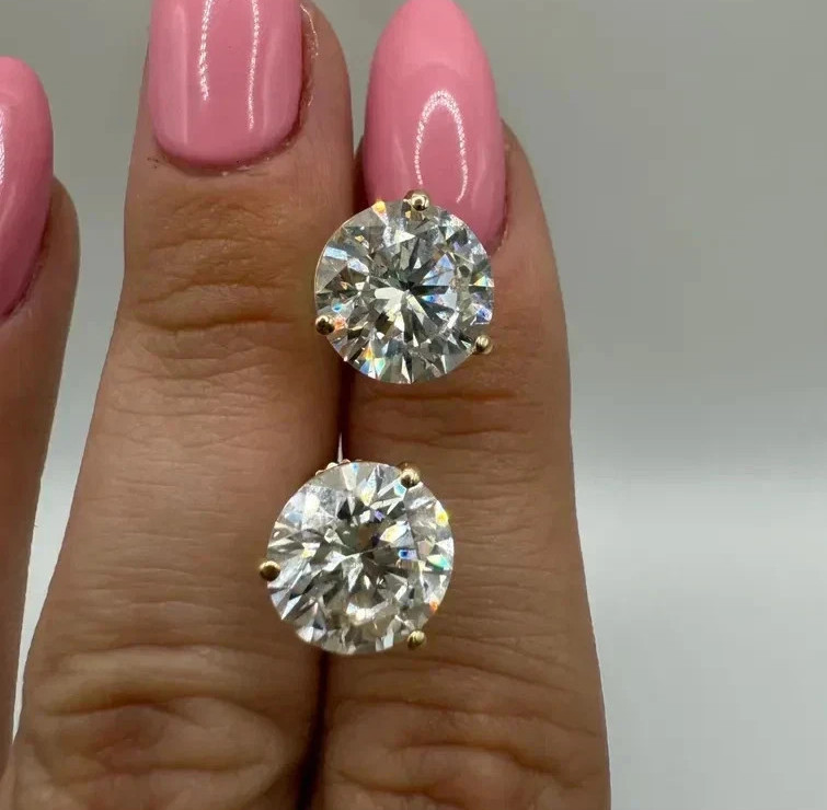 Screw Back Solitaire Earrings 2.50Ct Lab Grown Diamond 14k Yellow Gold Plated