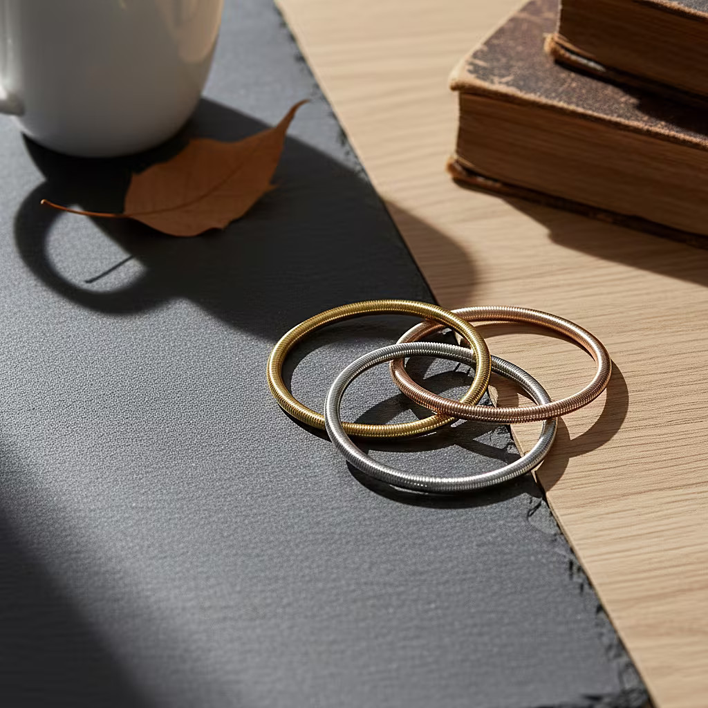 3-row Wrap Bracelet in ION Plated YRG and Stainless Steel (8.5-9.0In)