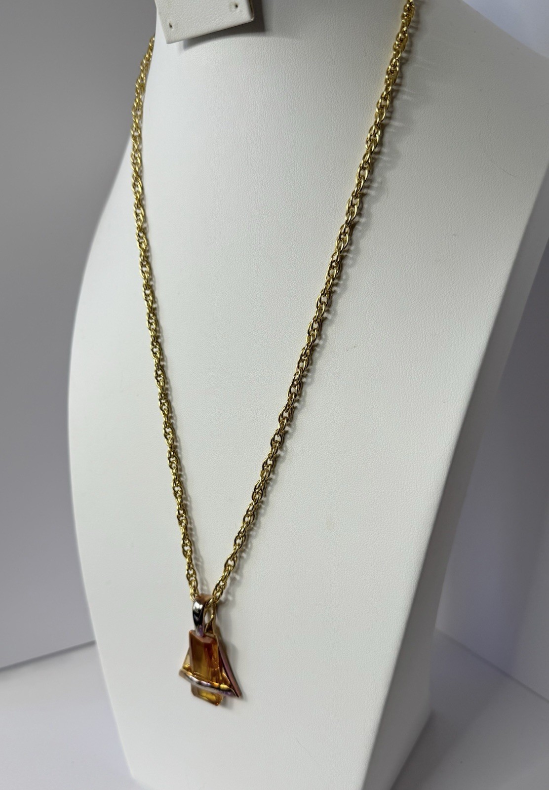 Vintage Sara Coventry Faux Citrine Large Pendent Necklace 25’