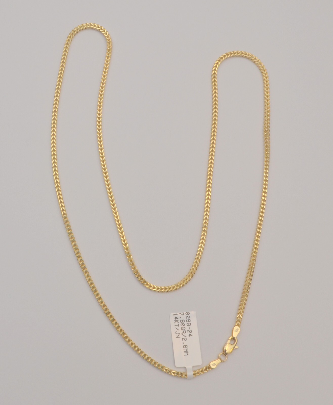 Franco Chain Necklace 14k Yellow Gold Box Link 2.3 mm Wide