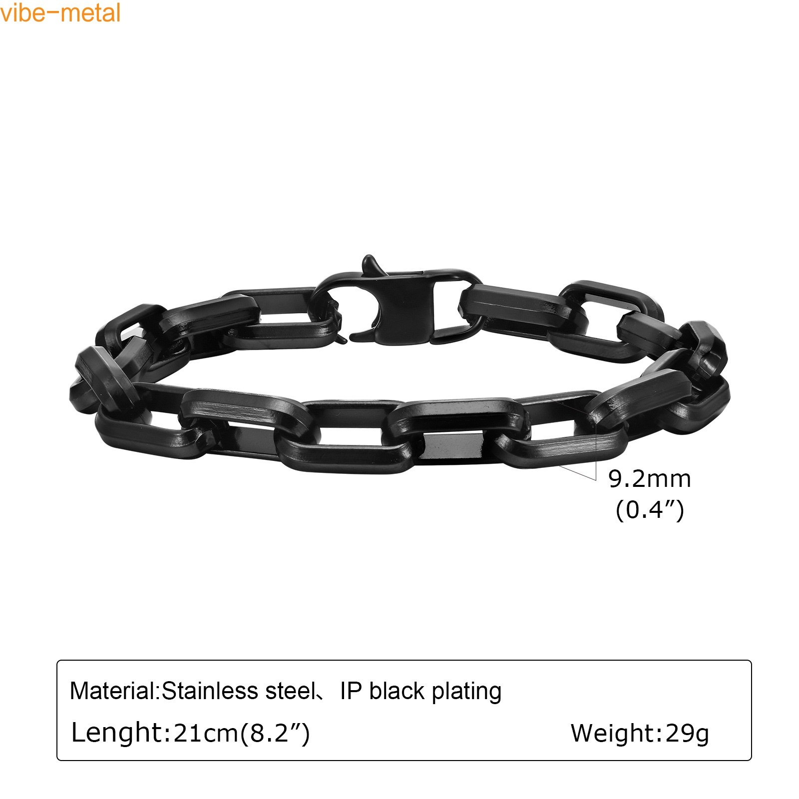 9.2mm Wide Stainless steel Chunky Paperclip Chain Bracelets Men Chain Wristband