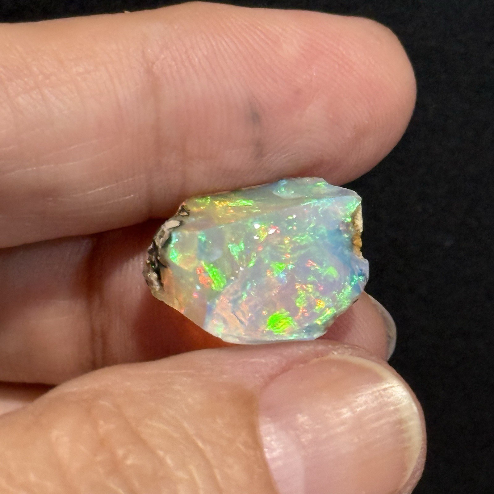 10.95ct 16.3×15.2mm Colorful Ethiopian Welo Opal Rough Rock Gem Wire Wrapping