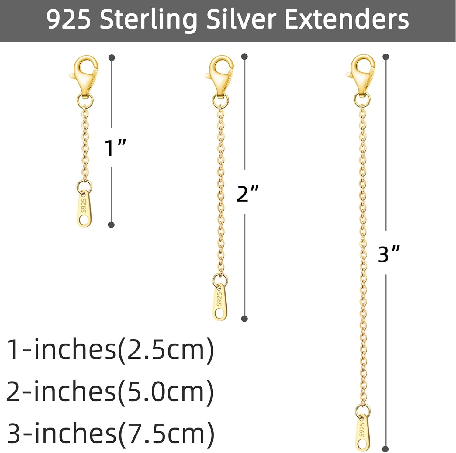 Necklace Extenders Gold Chain Extenders for Necklaces Extensions Sterling Silver