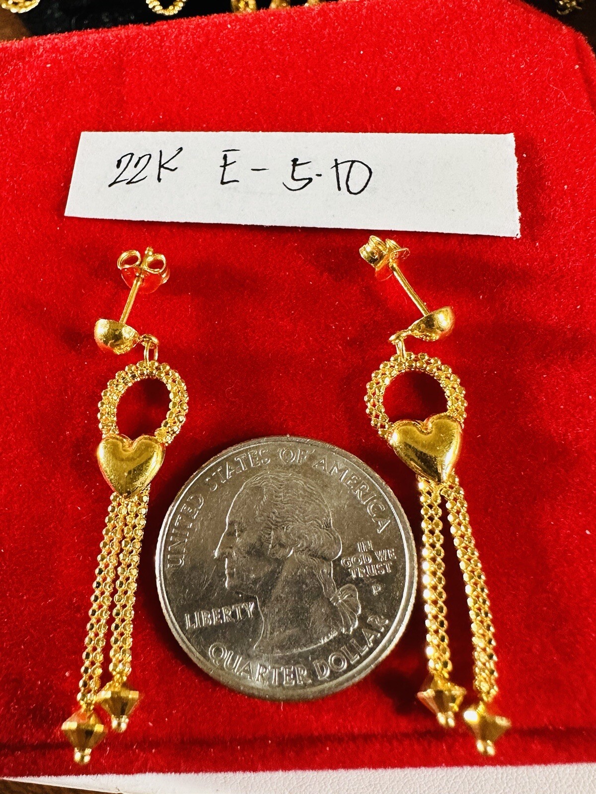 22CT 22K 916 Real Fine Gold Women’s Dangle Balls Beads Earring 5.1g