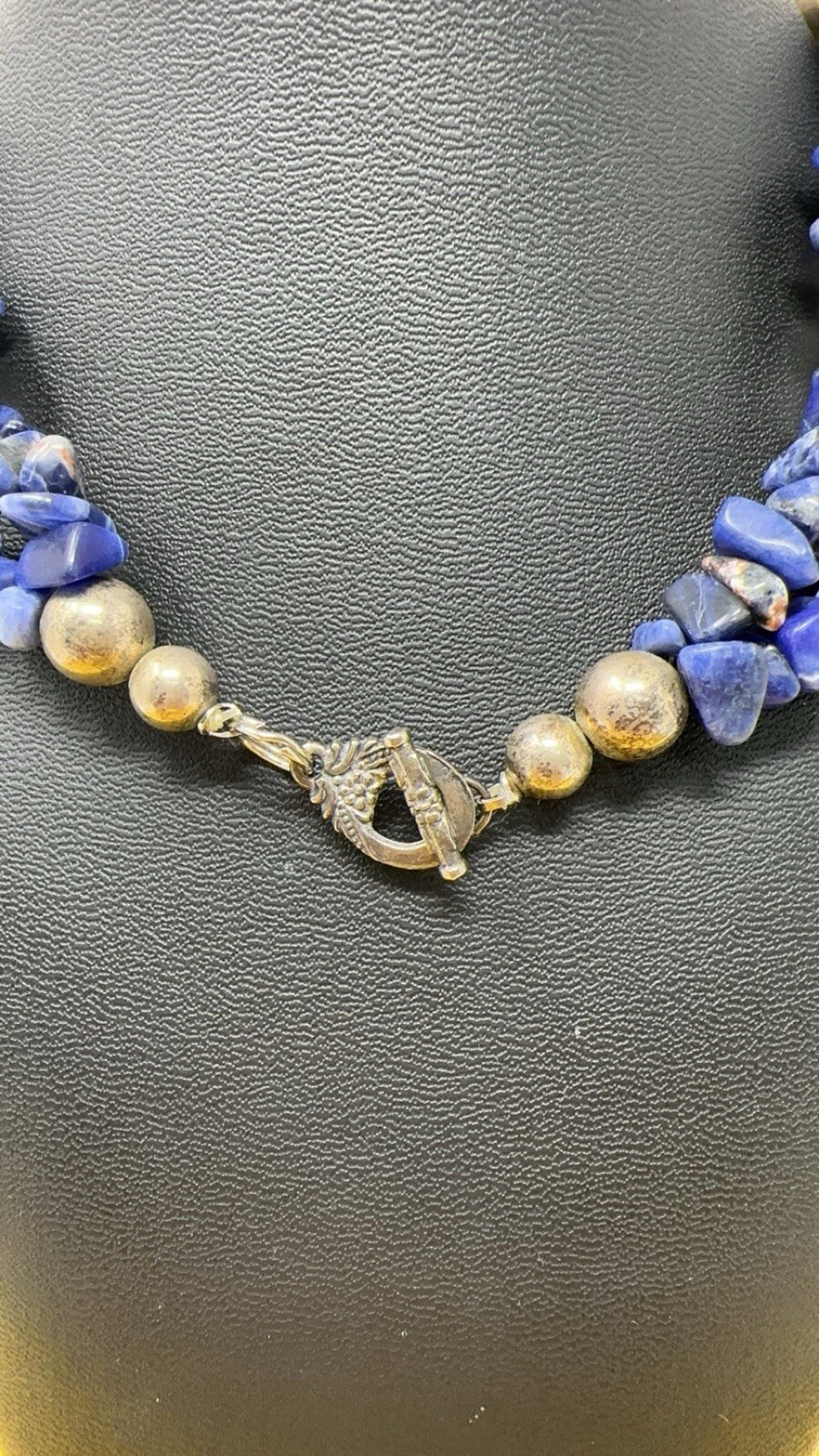 Sterling silver choker and Lapis genuine Stone 114g 18 In