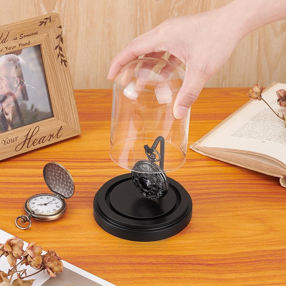 PH Pandahall 3X4 Inch Pocket Watch Display Case Watch Glass Display Dome Cloche