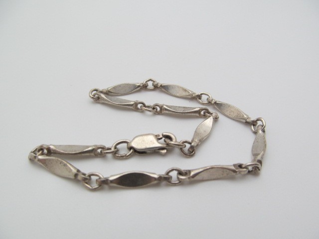 925 Sterling Silver Tapered Barleycorn 3.50mm Bar Chain Link Bracelet 8.25 In