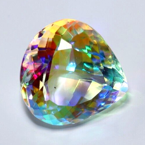 Natural Mystic 39.55 Ct Muticolor Pear Cut Certified Loose Gemstone With Gift