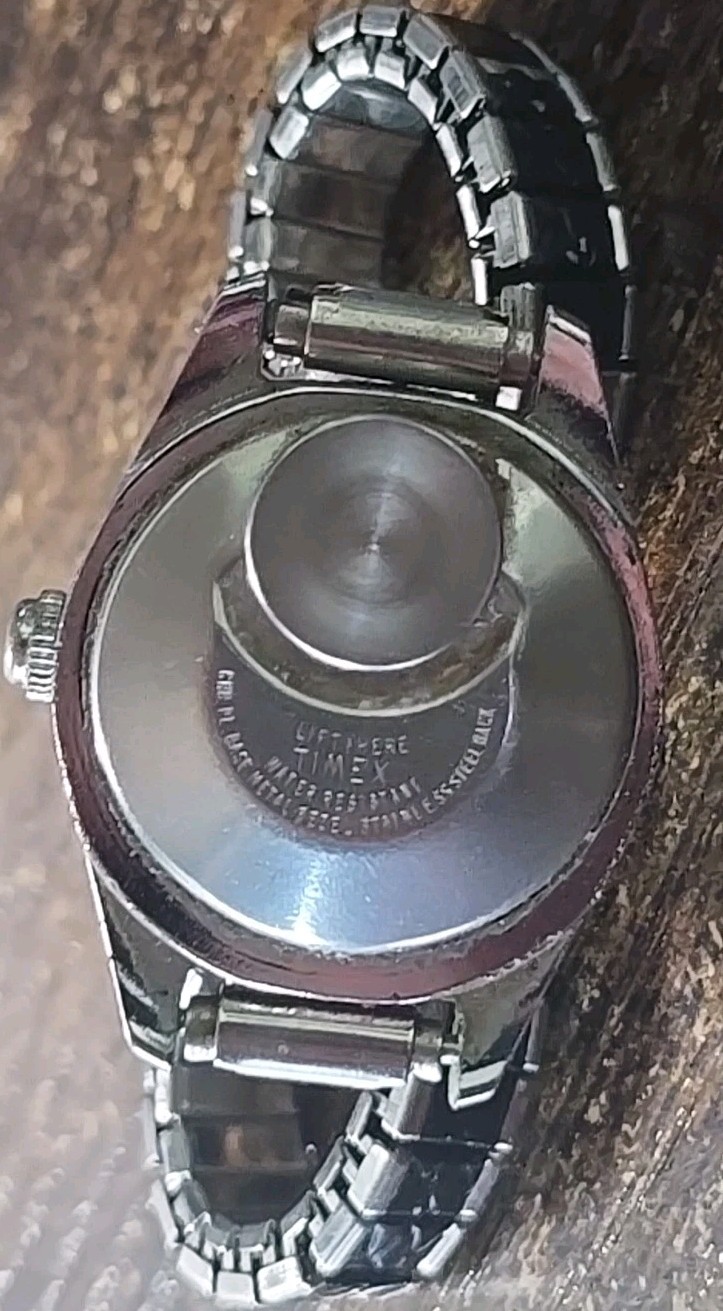 Vintage Timex Electric Ladies watch Silver/ Navy Blue For Repair Or Parts…