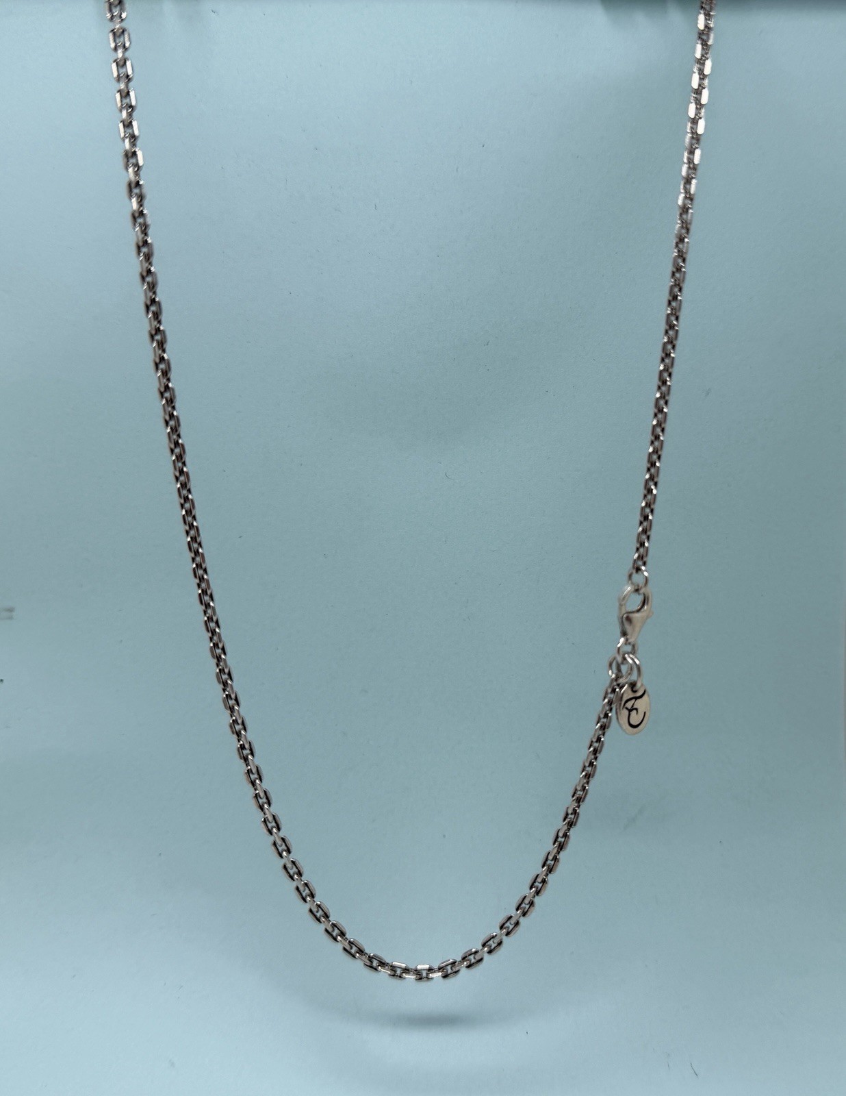2.7mm 18” Oxidized Angled Cable Chain 925 Sterling Silver Chain Necklace 7.36g