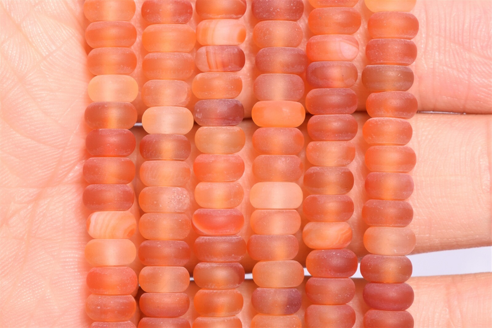 Matte Orange Red Striped Agate Beads Grade AAA Rondelle Loose Beads 6x3MM 8x4MM