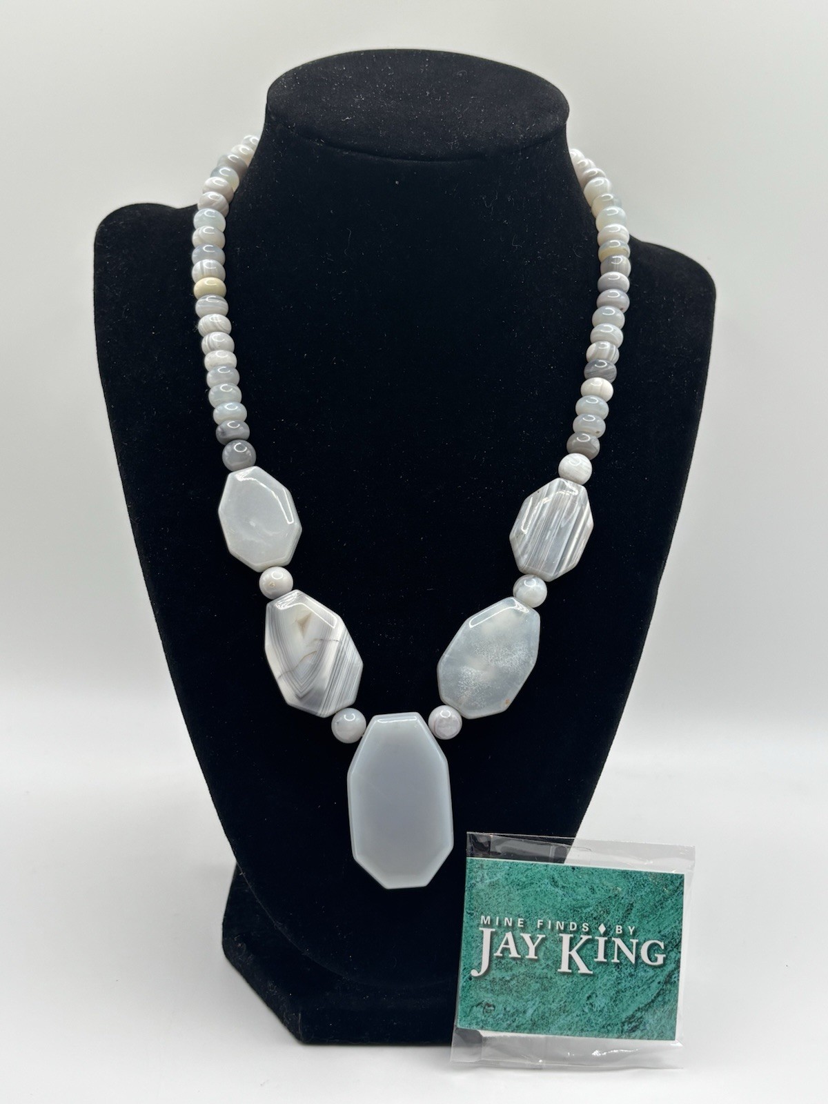 DTR Mine Finds by Jay King Gray Lace Agate Sterling Silver Necklace