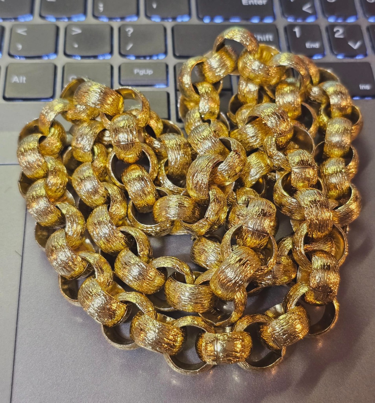 vtg Goldfilled/Goldplated Belcher Chain Chunky Wide Necklace Statement 31in-114g