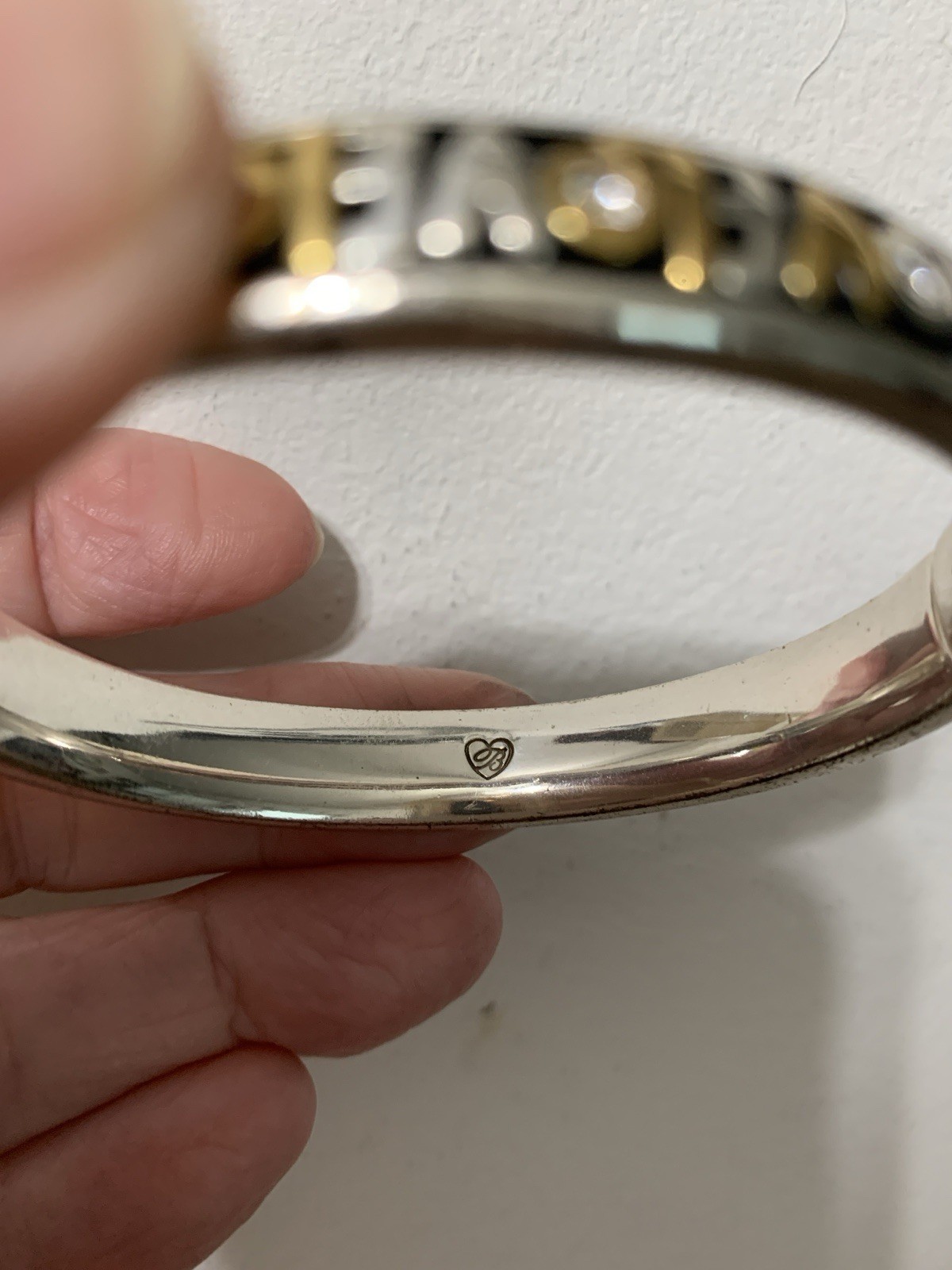 Love Bangle By Brighton.Cubic Zirconia,Enamel,Clasp closure& Silver Plated,8”Fit