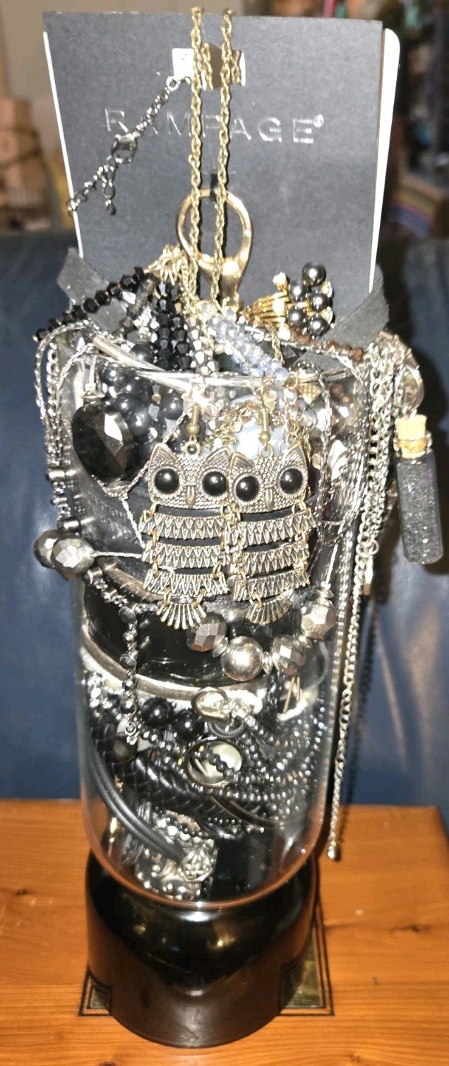 Goth Black☠️ Emo Gems~Mystery Jewelry Jar~All Wearable Pieces/Packed Full