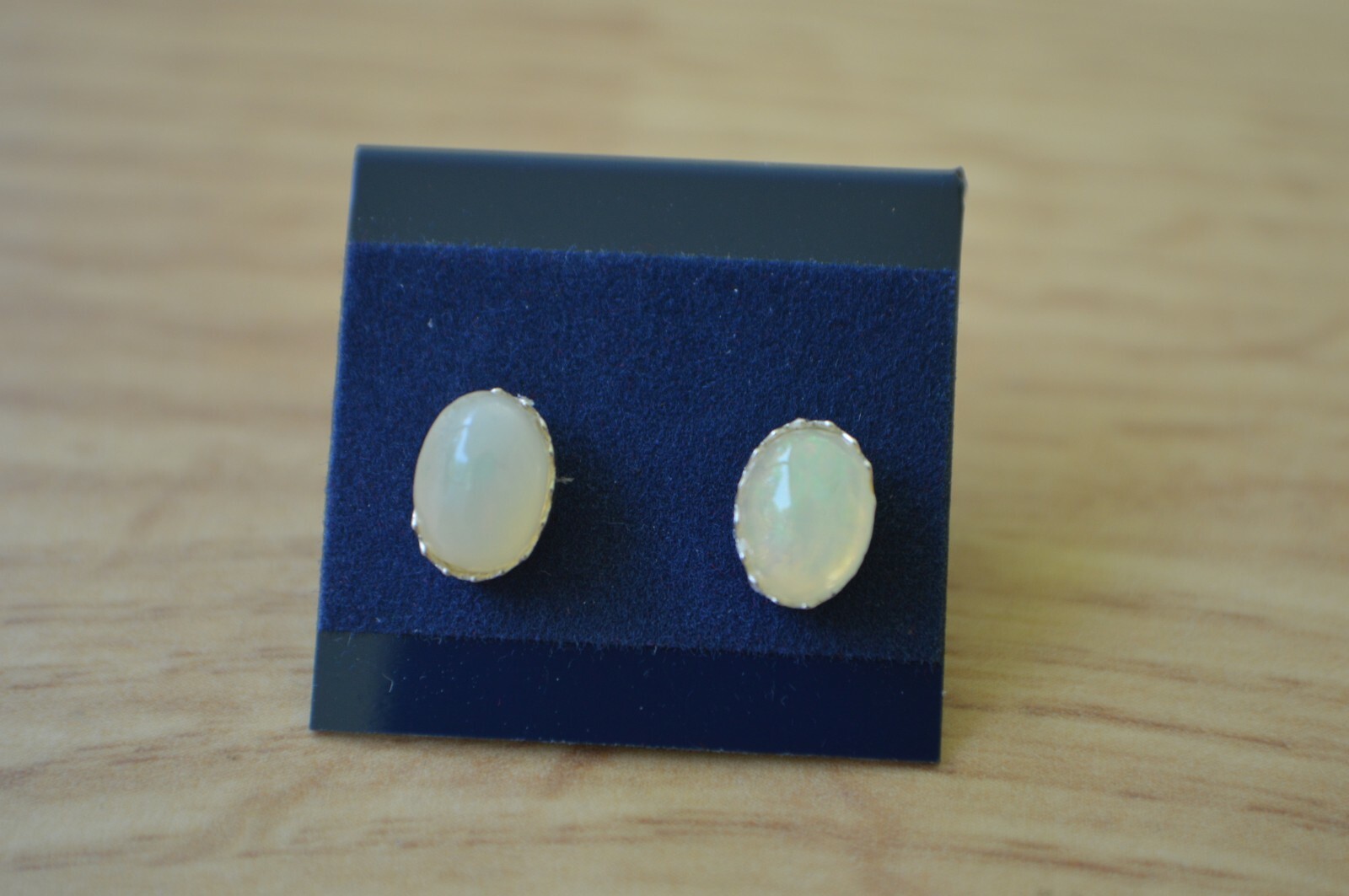 1.24ct Ethiopian Opal Earrings set in Fine Sterling Silver ~ 7x5mm