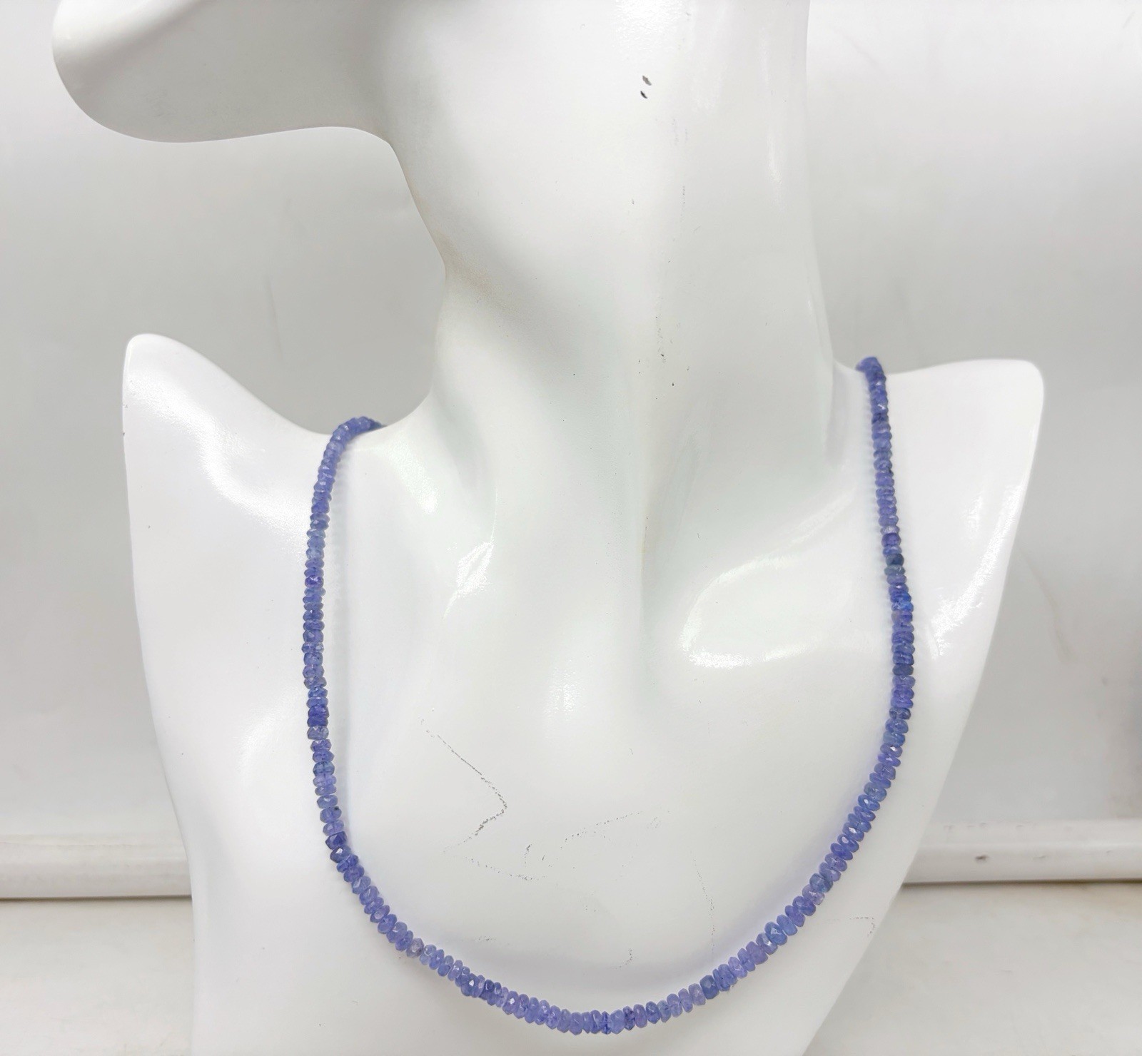 Natural Tanzanite Necklace 20” 4–5mm Faceted Gold Plated Clasp