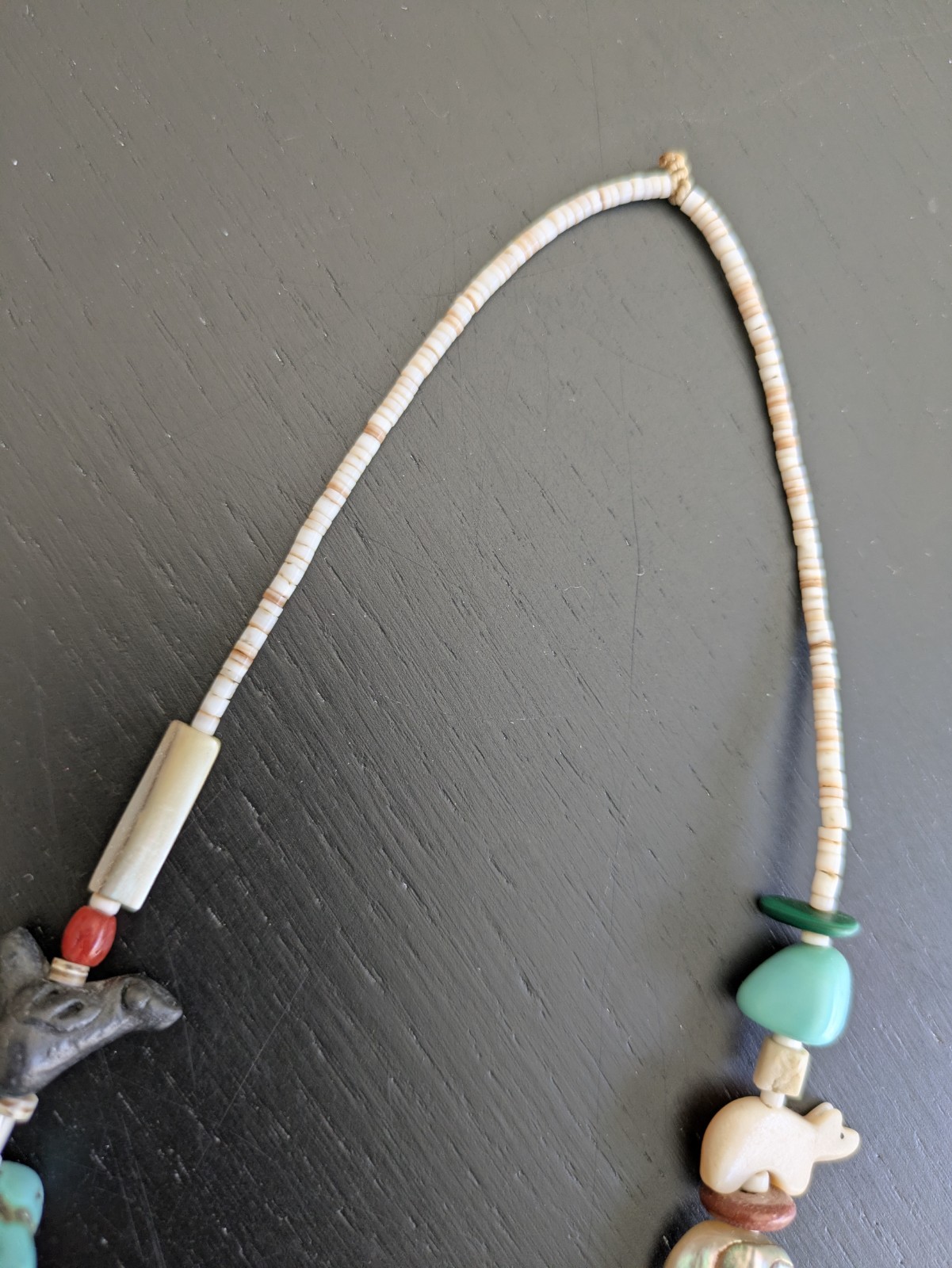 Native American 1970’s Treasure Necklace W/Large Turquoise Pendant & Fetishes
