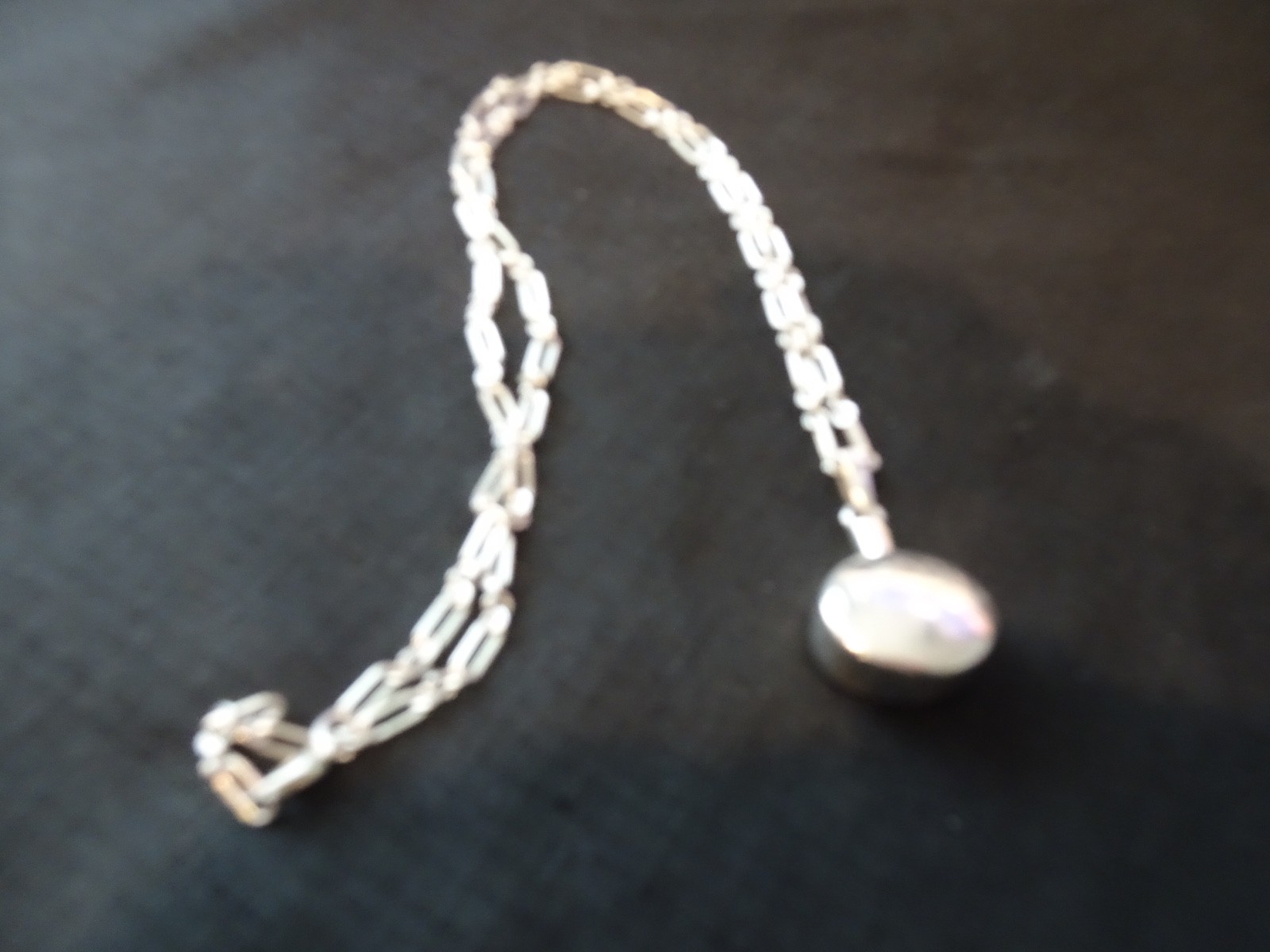 #600–VINTAGE MEXICO STERLING SILVER PERFUME PENDANT WITH INITIALS AND CHAIN-925