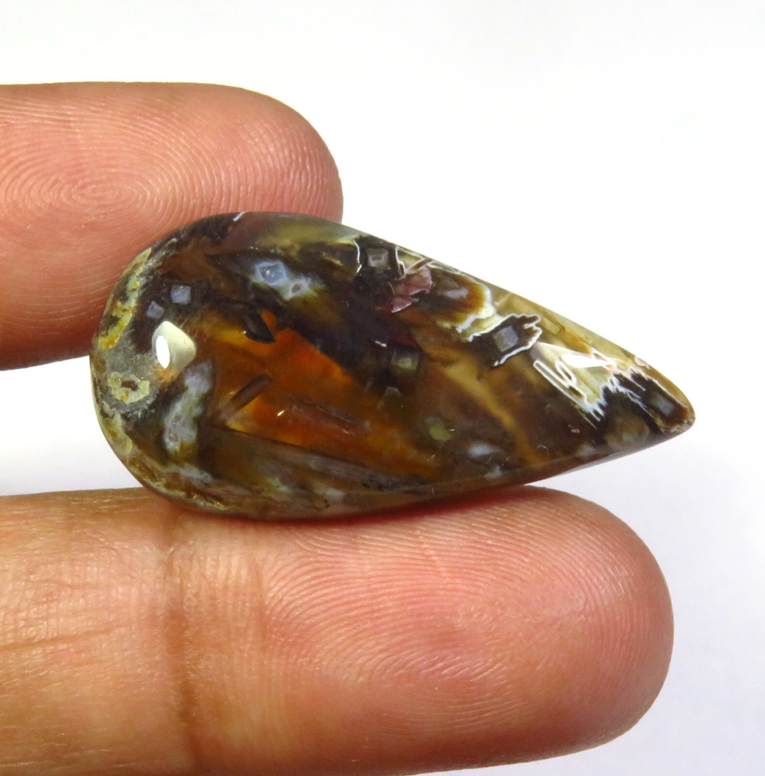 Natural Stick Agate Pseudomorph Gems 30x15mm Stick Smooth Pear Cabs 18Cts ST-121