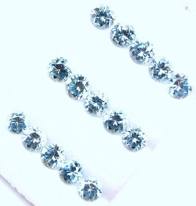Natural Round Diamond Cut Blue Zircon 16Pcs Lot 8.40 Cts Tol 4.3 MM Matched