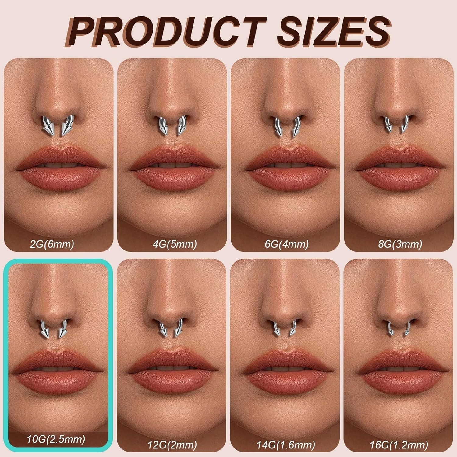 8Pcs Septum Rings 2G 4G 6G 8G 10G 12G 14G 16G Stianless Steel Septum Jewelry …
