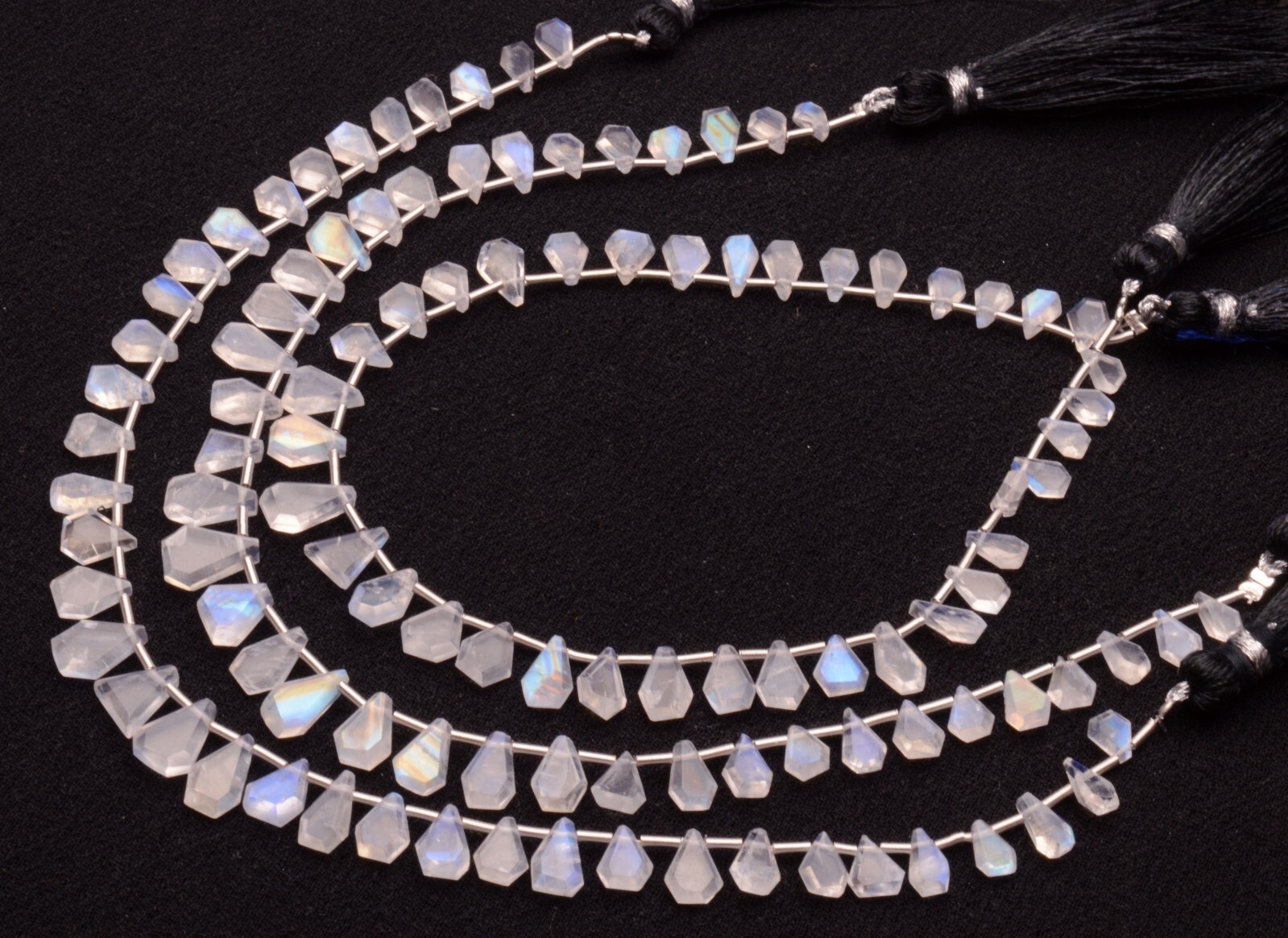 Blue Fire Rainbow Moonstone 5 to 9 mm Size Jewelry Making Beads 9″ Strand