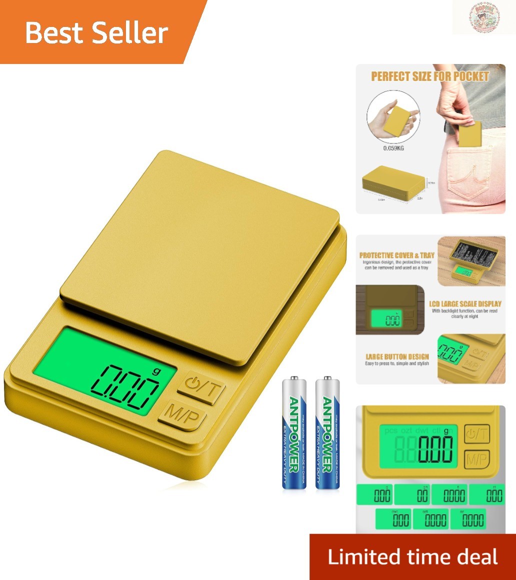 Portable 1000g Digital Gram Scale in Gold – 7 Units, Tare Function & Backlight