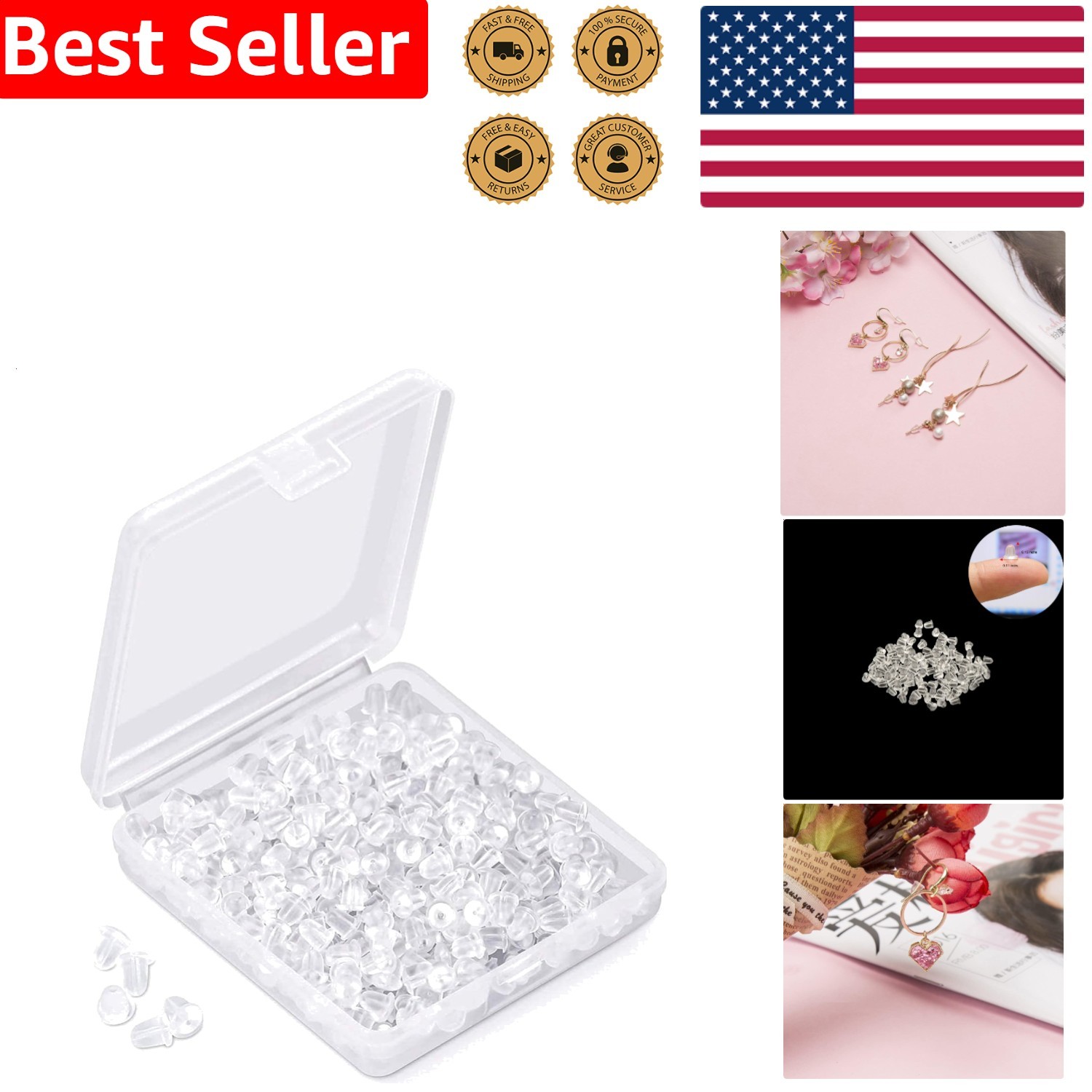 600 Pcs Silicone Earring Backs Soft Clear Safety Pads Replacements for Studs …
