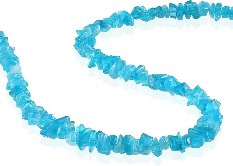 Neon Apatite Rough Nugget Beaded Necklace in 925 Sterling Silver, 24 Inch
