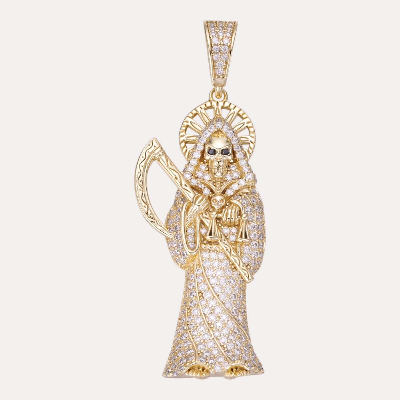 Moissanite Grim Reaper Pendant – Solid 925 Sterling Silver Or 14k Gold Vermeil