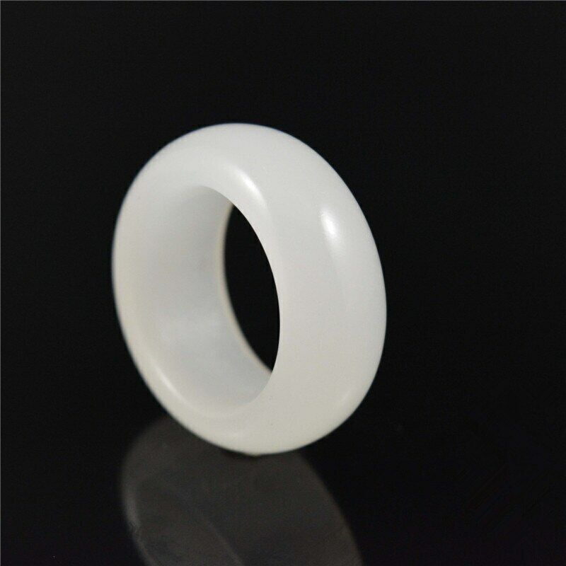 Mens Womens Natural Genuine Real White Jade Band Ring Size 17-24cm