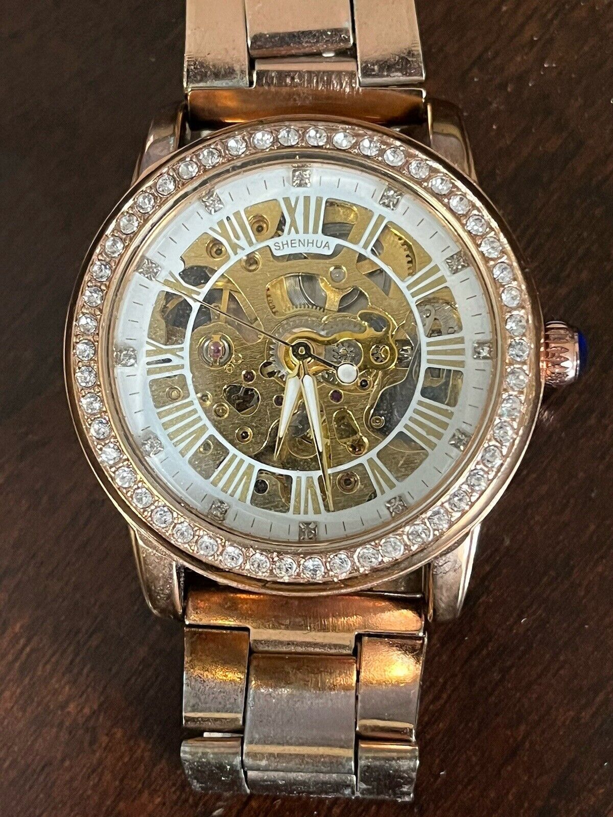 Shenhua Automatic Rose Colored Metal Band Mechanical Auto Ladies Watch