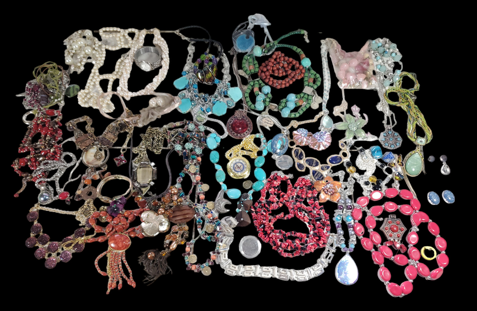 Treasure Hunt Lot of Jewelry Turquiose Gems and Costume Jewelry 6lbs.