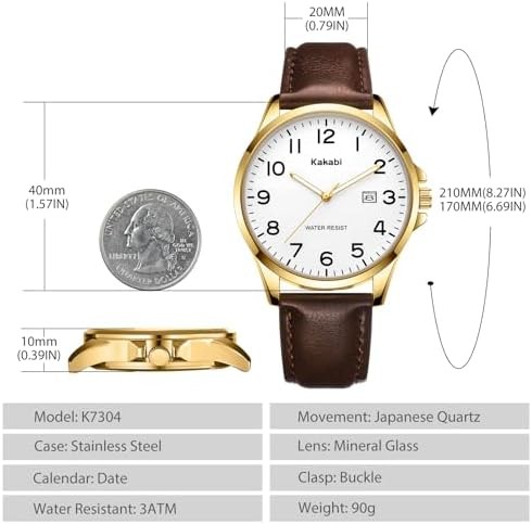 Watch for Men, Fashion Minimalist Wrist Watch Waterproof Quartz Analog Date with