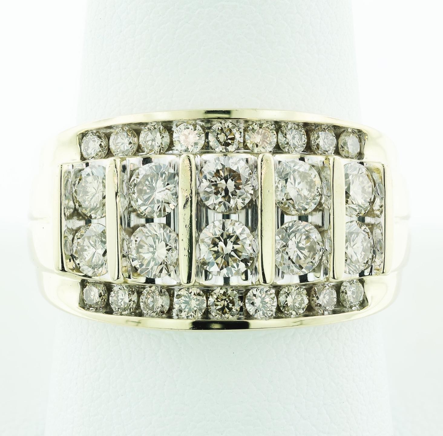 10K Yellow Gold 2.00 Carat Diamond Man’s Classy Statement Ring Size 10