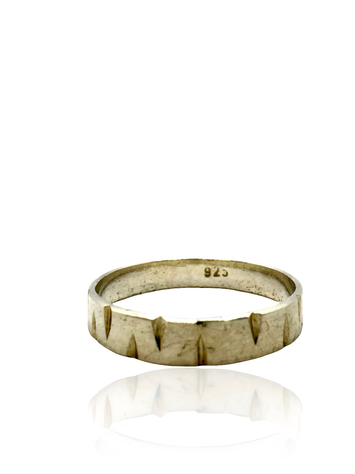 ::925 SILVER RING NOTCHES °SIZE 63° JEWELLERY DESIGN CLASSY VINTAGE HALLMARKED TESTED