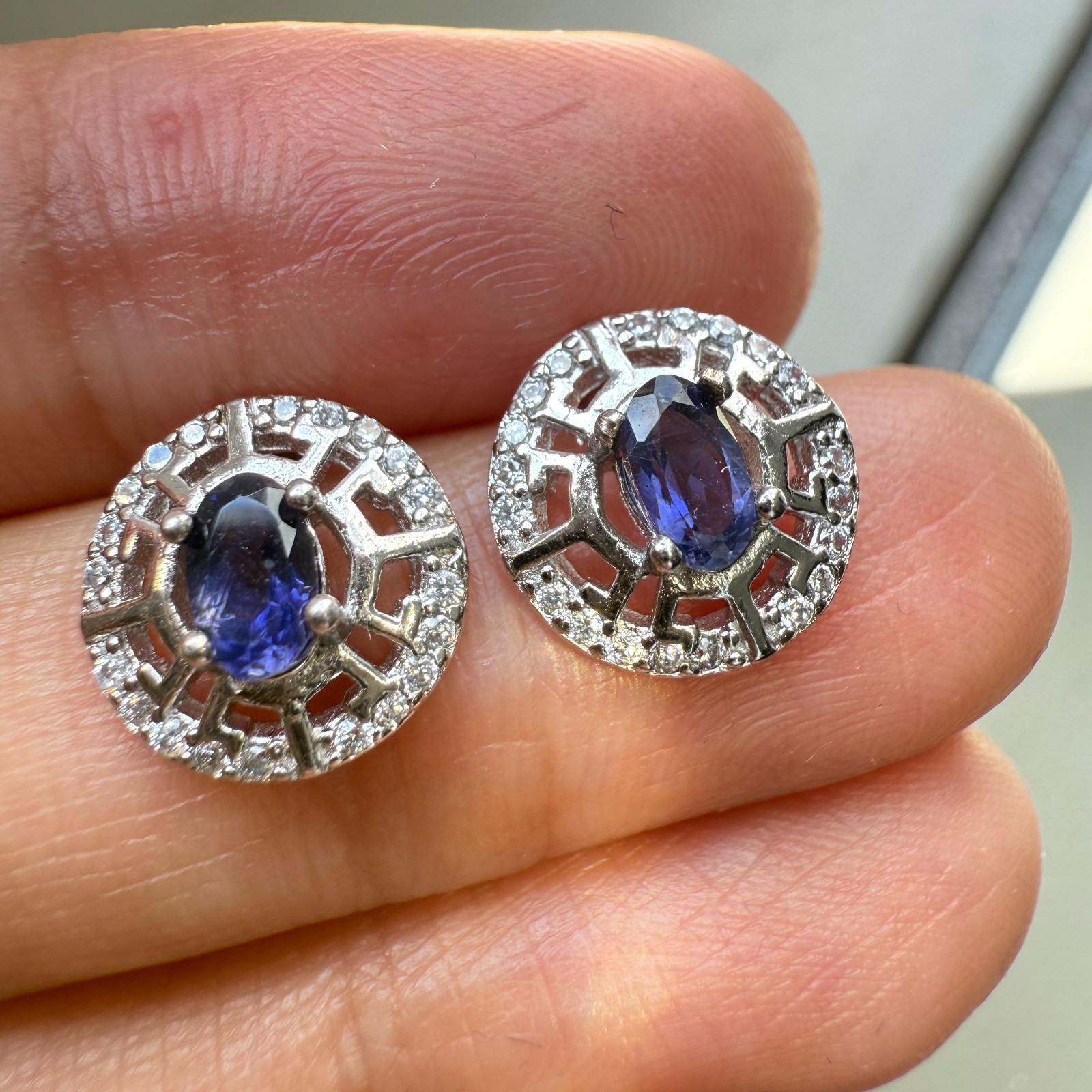 925 Sterling Silver Earrings 5x3mm Natural London Blue Topaz Gemstone Zircon New