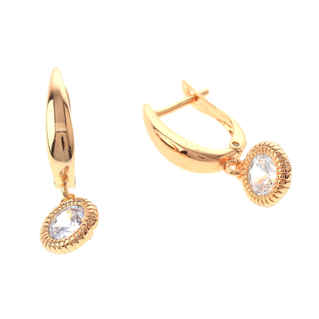 Gold Tone Gold Plated Metal English Lock Stud Earrings XPE2725-GLD