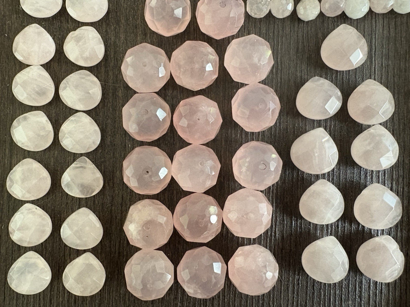 LOT Of Rose Quartz Heartshape Roundelle Stones Beads Read Info