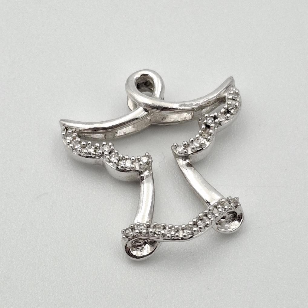 925 Sterling Silver Round Diamond Accent Angel Outline Silhouette Slide Pendant