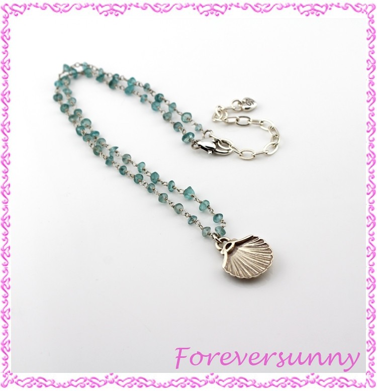 Brighton Shell Beaded Silver Crystal Retired Pendant Necklace