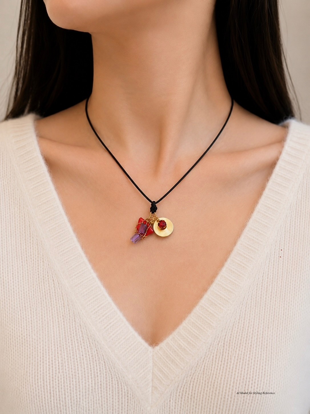 one-of-a-kind handmade Boho Charm Necklace minimalist