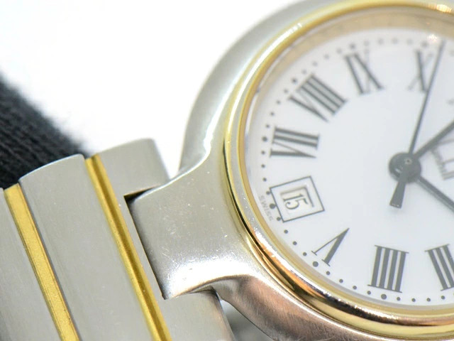 Dunhill Millennium Watch Stainless GP Quartz White Roman Dial Ladies Used 473