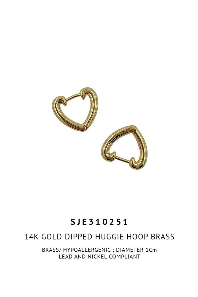 Do Everything in Love 14K Gold/White Gold Heart Love Huggie Hoop Brass Earring