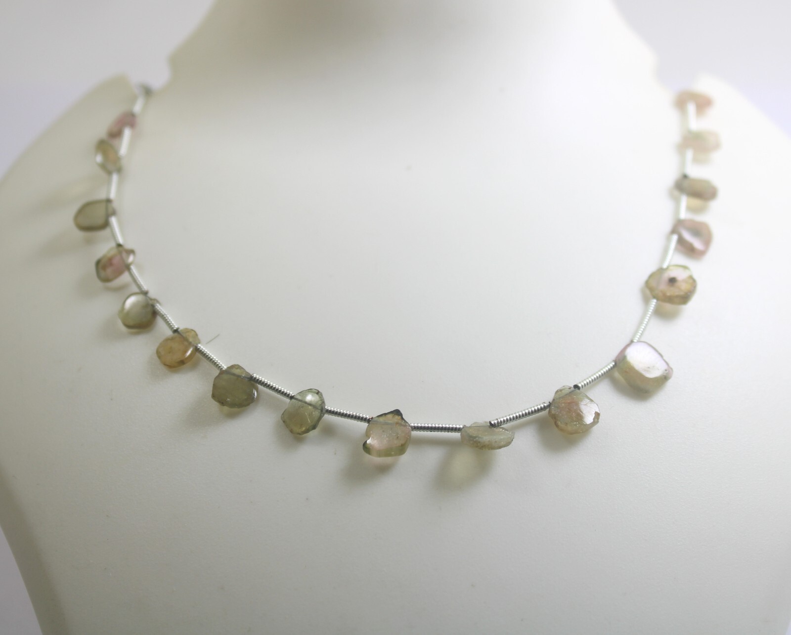 15 Carat Natural Amazing Bi Color Tourmaline Smooth Slice 8 Inch Beads