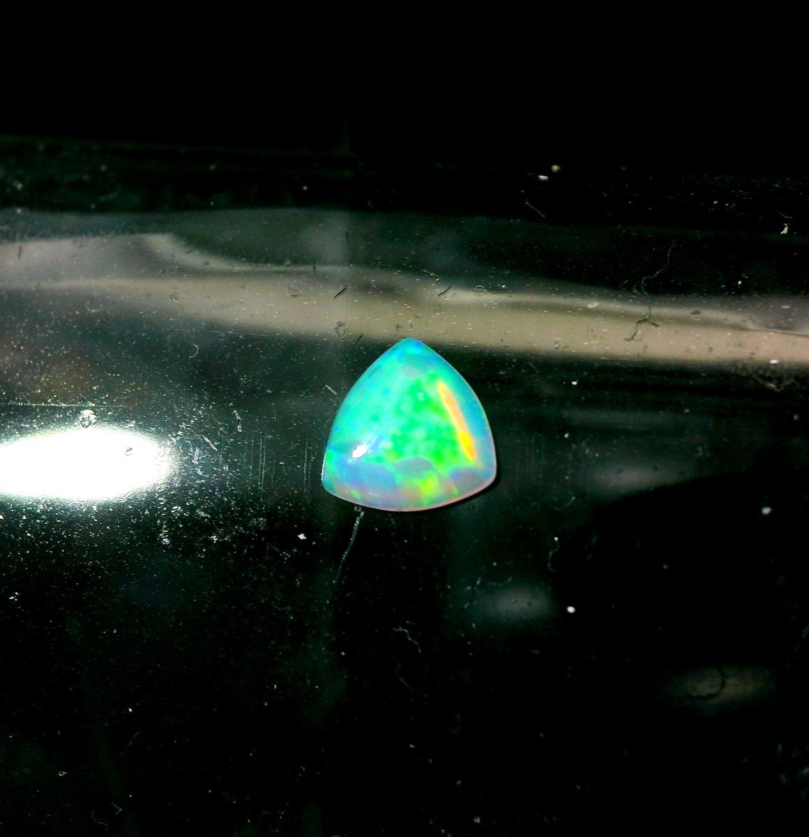 0.13ct Trillion Shaped Green Blue Clear Multi-Color Opal 5 x 5 mm
