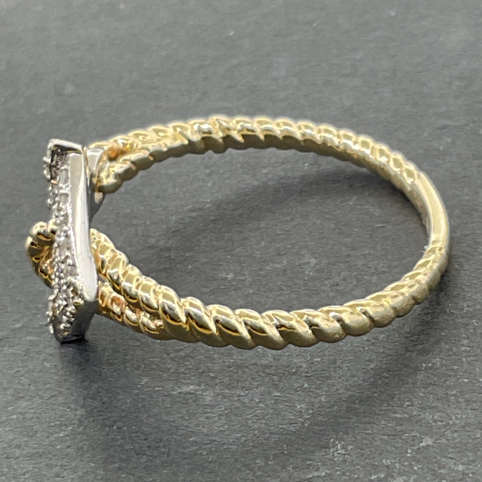 EFFY 14K Yellow Gold Diamond East West Anchor Ring Size 7.25