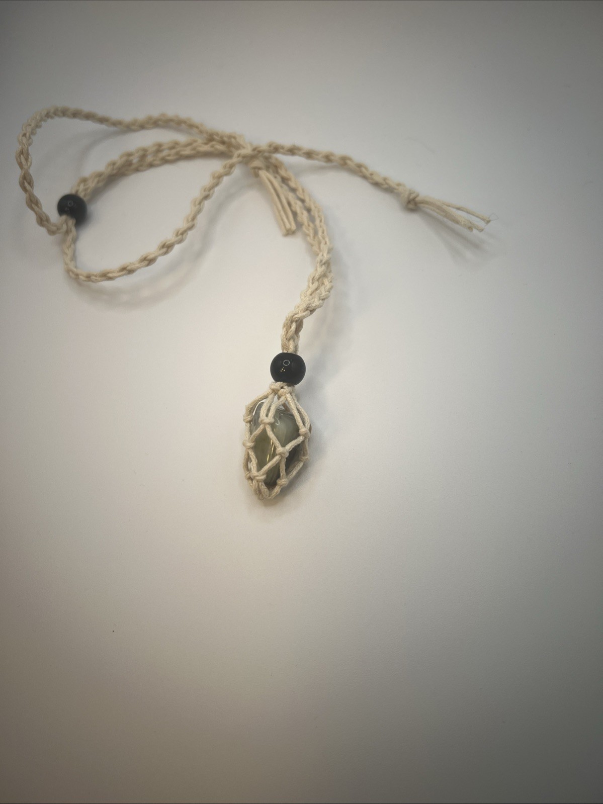 Petrified Wood Pendant Rope Chain Handmade