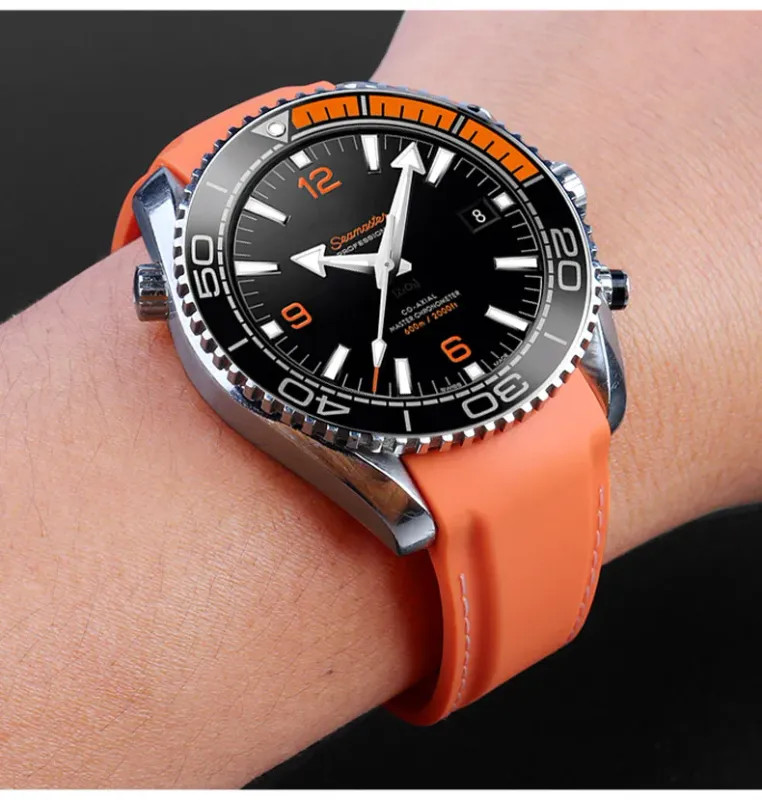 20mm 22mm Silicone Watch Band For Omega 300 SEAMASTER 600 PLANET OCEAN Seiko SKX